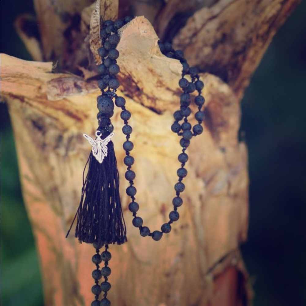 Handmade Lava crystal Mala necklace